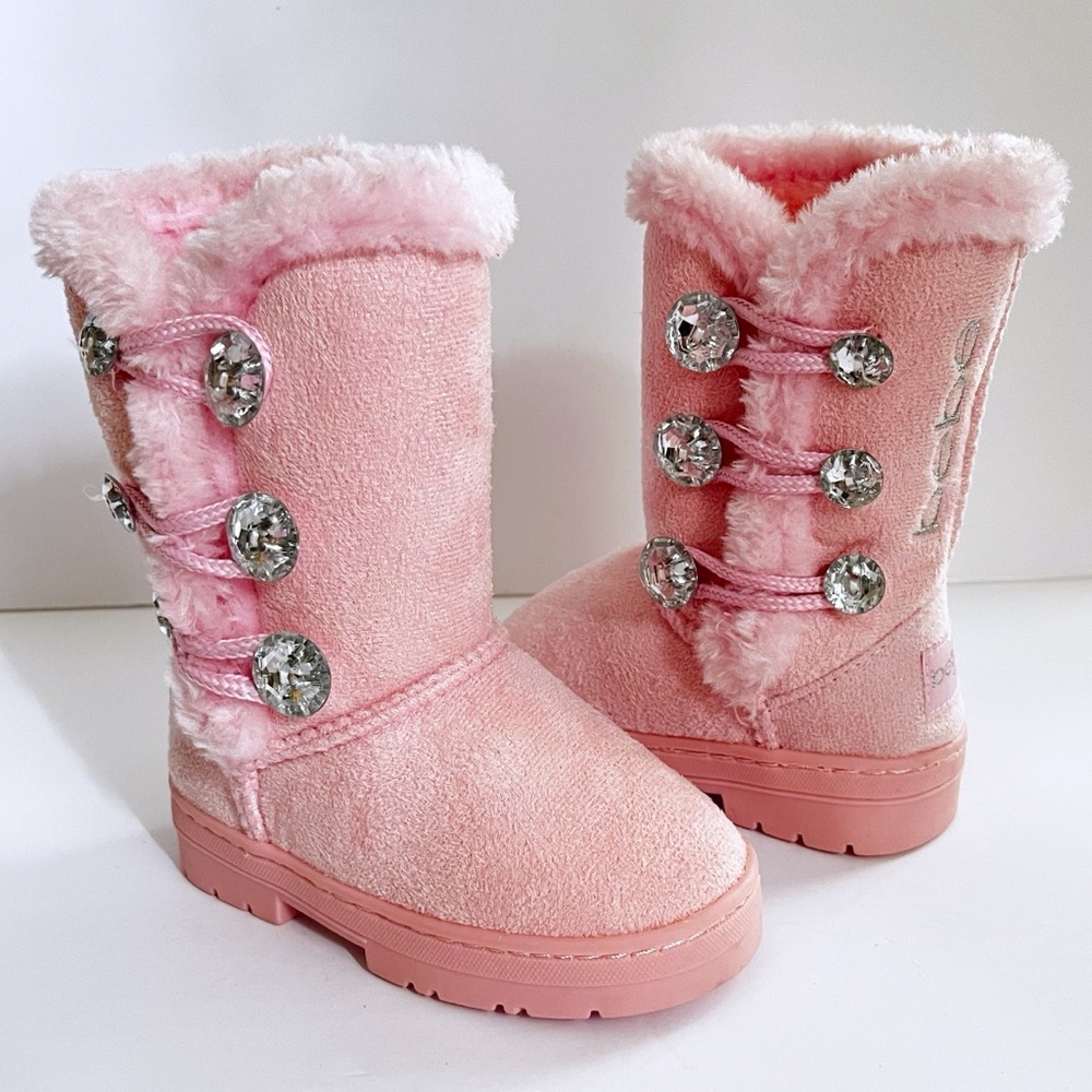 Bebe Toddler Pink Furry Button Boots Size 7